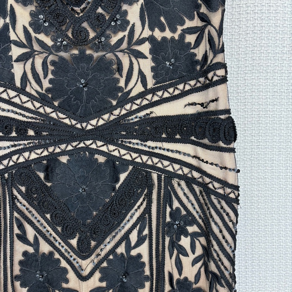 Vtg Sue Wong Black Lace Illusion Beaded Evening Cocktail Dress Sheer Back Small - Picture 5 of 12